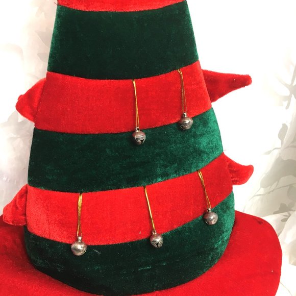 Christmas Elf Santa Helper Cone Hat w/ Bells - Picture 3 of 6